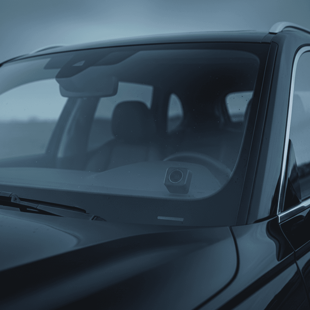 Dash camera barely visible from driver's seat view
